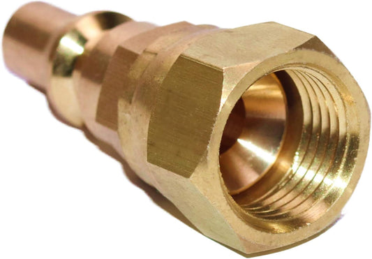 1/4'' RV Propane Quick Connect Fittings for Connecting Low Pressure Gas Appliance Heater Grill Fire Pit and RV Quick Connect, 1/4" quick key connect plug x 3/8" Female Flare