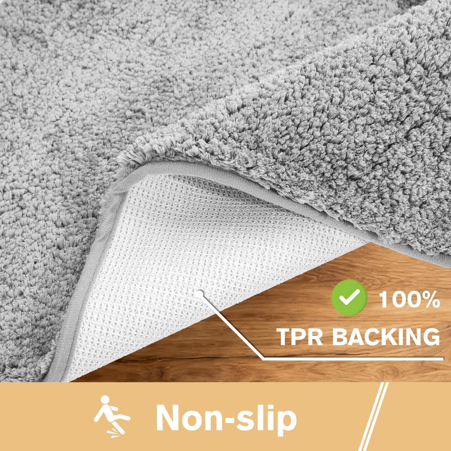 Gray Bath Mat 17"x24" – High-Density Microfiber Bathroom Mat, Small Non Slip Absorbent Washable Bath Mats for Bathroom, Soft Plush Floor Mat for Vanity