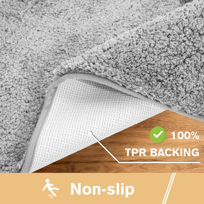 Gray Bath Mat 17"x24" – High-Density Microfiber Bathroom Mat, Small Non Slip Absorbent Washable Bath Mats for Bathroom, Soft Plush Floor Mat for Vanity
