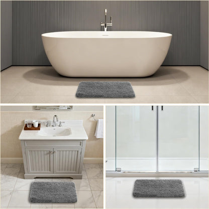 Gray Bath Mat 17"x24" – High-Density Microfiber Bathroom Mat, Small Non Slip Absorbent Washable Bath Mats for Bathroom, Soft Plush Floor Mat for Vanity