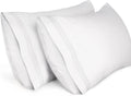 King Pillow Cases 2 Pack,1800 Thread Count Embroidered Soft Brushed Microfiber Pillowcases,White