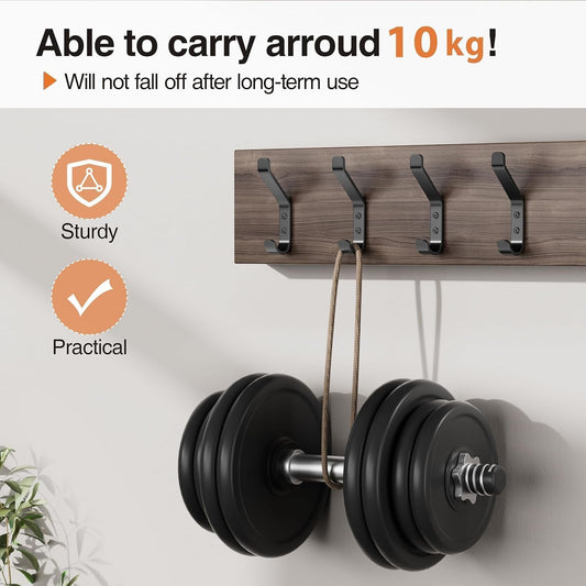 10-Pack Coat Hook for Hanging, 10KG (Max), Stainless Wall Hooks for Towel, Hat, Backpack, Key, Clothes, Wall Mounted Coat Hanger for Closet, Black 10 CM