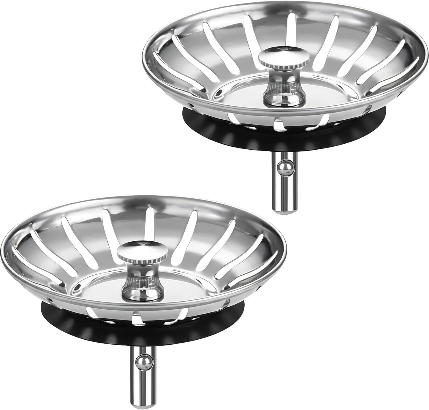 Kitchen Sink Strainer - 2Pack Sink Drain Stopper, 80mm(3.15in) Stainless Steel Kitchen Sink Accessories Plug with Anti-Clogging Basket, Bouchon Evier Cuisine