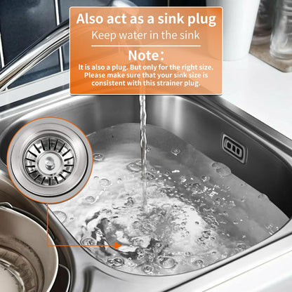Kitchen Sink Strainer - 2Pack Sink Drain Stopper, 80mm(3.15in) Stainless Steel Kitchen Sink Accessories Plug with Anti-Clogging Basket, Bouchon Evier Cuisine
