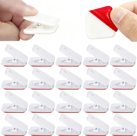 20 Pieces Self Adhesive Clips, Wall Clips,Tapestry Hangers,Photo Holders for Paper Flag Hanger,Sticky Clip for Teachers,Double-Sided Adhesive Spring Clip for Poster Home Office Rope