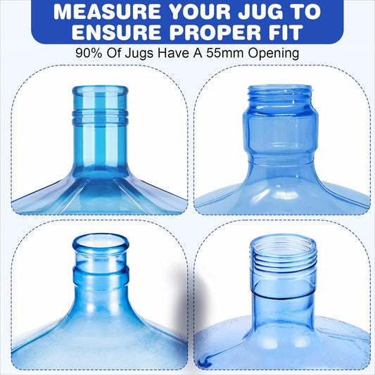 (5 Pack) 5 Gallon Water Jug Cap,Silicone Reusable Replacement Cap, Non Spill Bottle Caps for 55mm Bottle Water Dispenser Caps
