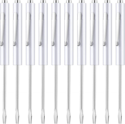 10 Pieces Pocket Screwdriver Mini Tops and Pocket Clips Magnetic Slotted Small Screw Driver with a Single Blade Head for Mechanical, Electrician(White)