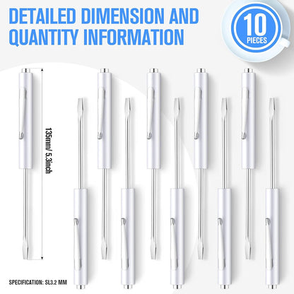 10 Pieces Pocket Screwdriver Mini Tops and Pocket Clips Magnetic Slotted Small Screw Driver with a Single Blade Head for Mechanical, Electrician(White)