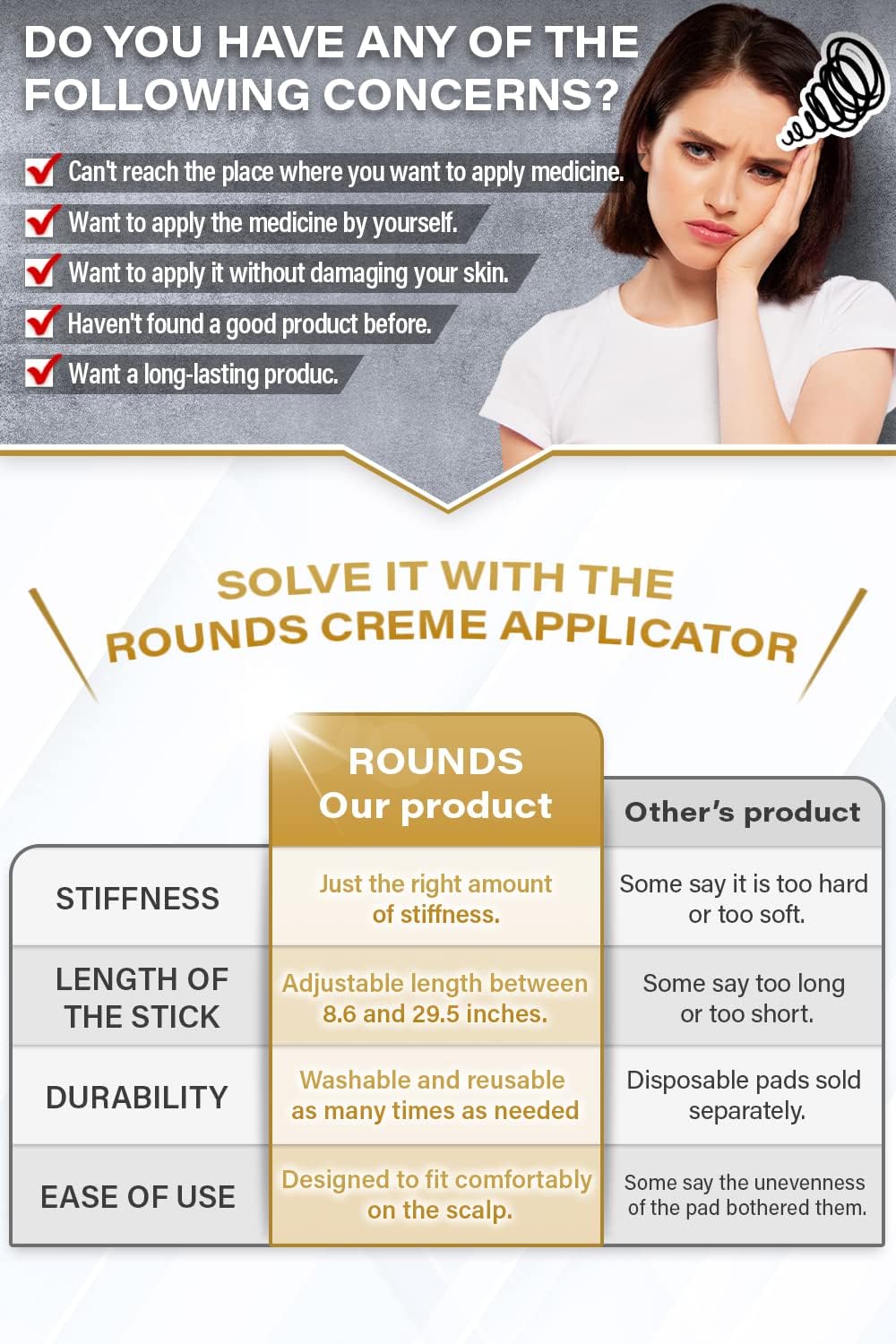 Cream Applicator for Back Telescopic Stick for Lotion Ointment Body Oil Medicine feet