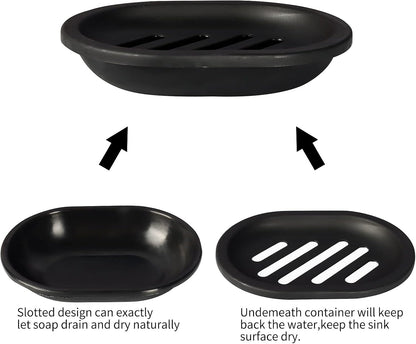Soap Dish for Shower, 2pcs Soap Dishes Soap Savers for Bar Soap, Soap Bar Holder Shower with Drip Tray, Plastic Soap Holders with Drain for Kitchen Sink, Easy to Clean, Keeps The Soap Dry