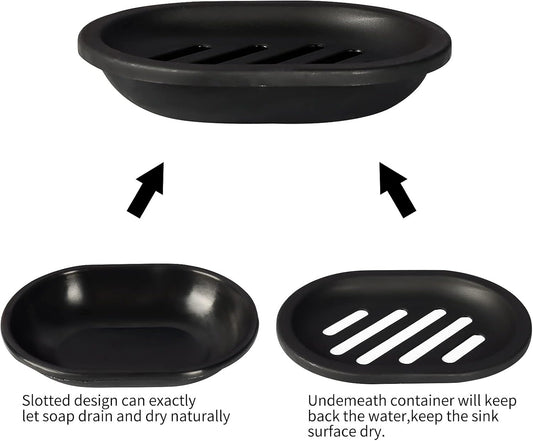 Soap Dish for Shower, 2pcs Soap Dishes Soap Savers for Bar Soap, Soap Bar Holder Shower with Drip Tray, Plastic Soap Holders with Drain for Kitchen Sink, Easy to Clean, Keeps The Soap Dry