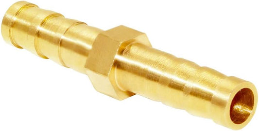 Brass Hose Barb Fitting Metals Splicer Mender, 1/4" Barb Hose Union Fuel Gas Water Air (Pack of 12)