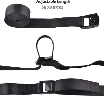Cinch Tie Down Strap Lashing Straps Heavy Duty Nylon Straps with Cam Buckles for Cargo, Trucks, Boat, Motorcycle,SUP, Kayak, Canoe, Trailer (1m, Black - 4 Pack)