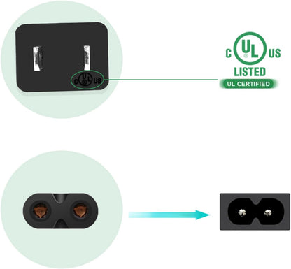 Power Cord for JBL PartyBox 100 110 200 300 310 710 1000 On-The-Go Speaker, ONN Party Speaker, JBL Soundbar 2 Prong Power Cable Replacement