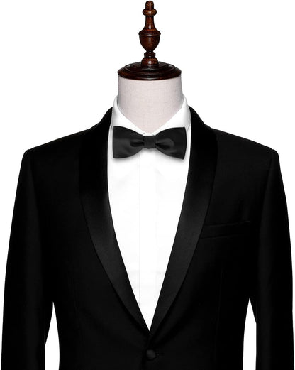 Mens Solid Bowtie Woven Self Tie Bow Ties Tuxedo & Wedding Bowties