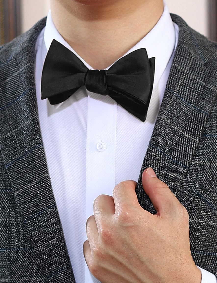 Mens Solid Bowtie Woven Self Tie Bow Ties Tuxedo & Wedding Bowties