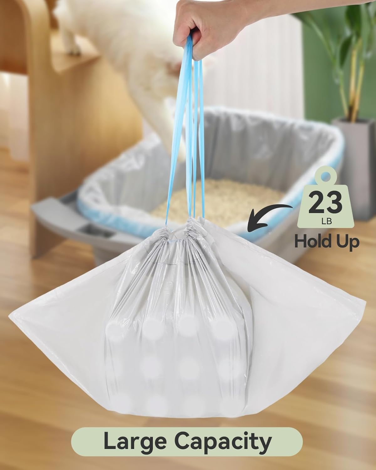 40 Count Automatic Cat Litter Box Bags for Petpivot Autoscooper 11/12 NeakasaM1 Open-Top Self-Cleaning Cat Litter Boxes, Leak-Proof Drawstring Trash Bags Replacement, Unscented,27" x 13",Holds 23 lbs