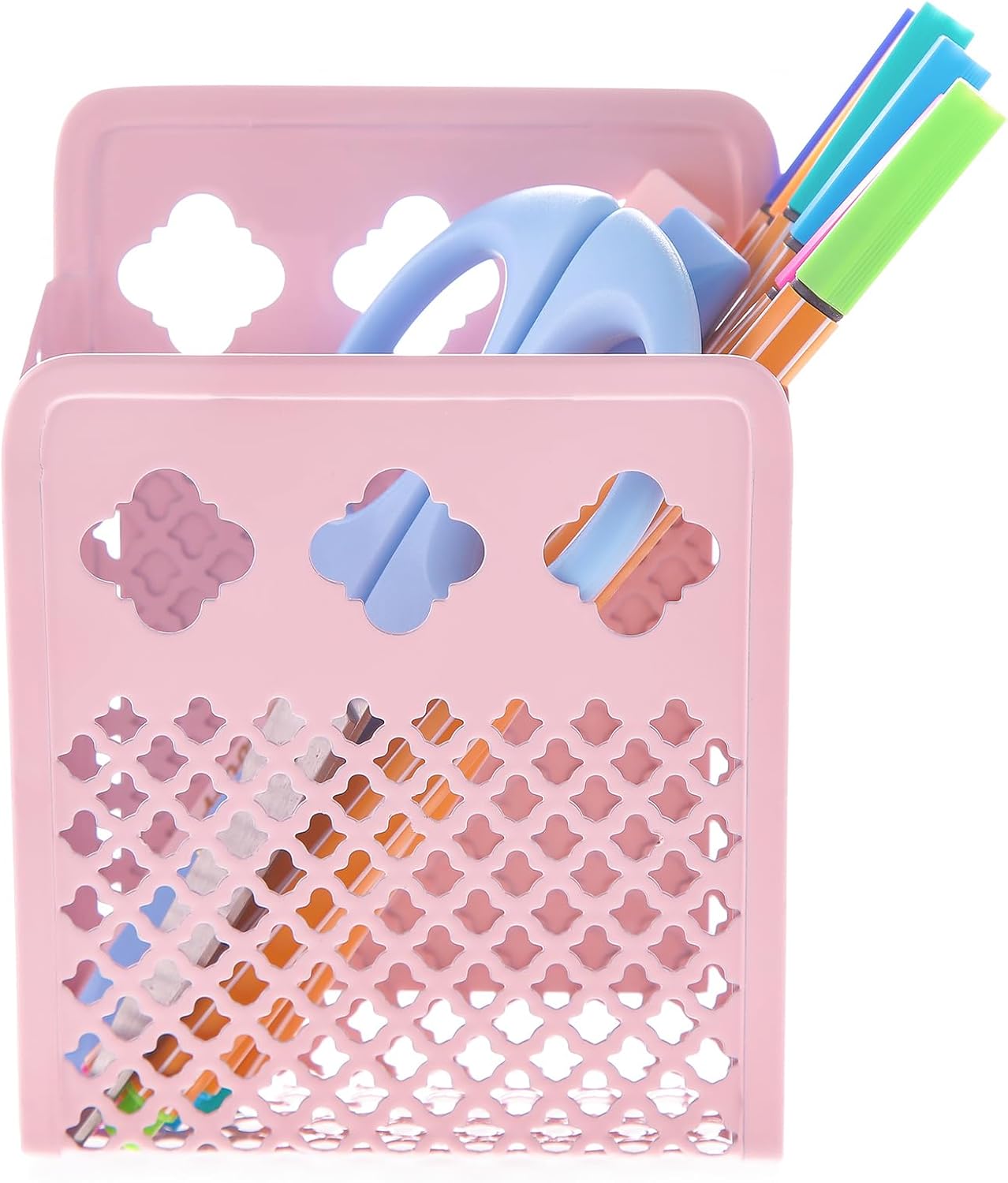 2 Pack Magnetic Pen Holder, Strong Magnet Organizer Dry Erase Marker Holder for Refrigerator, Whiteboard, Locker Accessories Home Office Hanging Pencil Holder with Hooks-Blush