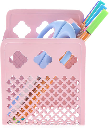 2 Pack Magnetic Pen Holder, Strong Magnet Organizer Dry Erase Marker Holder for Refrigerator, Whiteboard, Locker Accessories Home Office Hanging Pencil Holder with Hooks-Blush