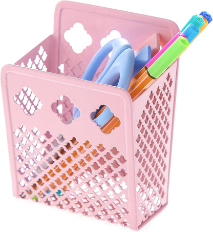 2 Pack Magnetic Pen Holder, Strong Magnet Organizer Dry Erase Marker Holder for Refrigerator, Whiteboard, Locker Accessories Home Office Hanging Pencil Holder with Hooks-Blush