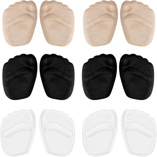 6 Pairs Metatarsal Pads for Women, Forefoot Cushion Inserts for Women Shoes, Non-Sliding Insole Pads for Open Toe Shoes, Ball of Foot Cushions, Shoe Filler, Reduce Foot Slip