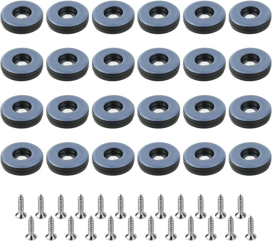 24 Pack Chair Sliders Floor Protectors 1 Inch Teflon Furniture Chair Glides for Effortlessly with Chair Leg Pads That Protects Your Floor (Screw On)