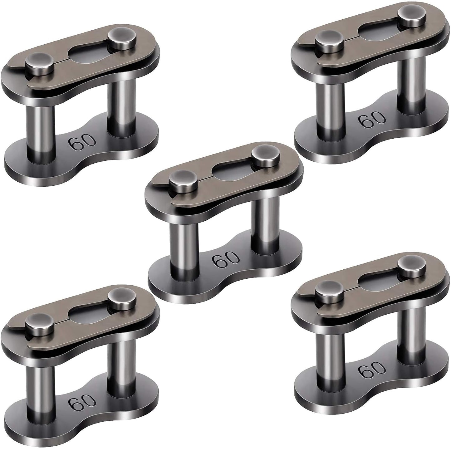 5 Pack #60 Roller Chain Connecting Links, Master Connector Link for Agricultural Machine, Tractors