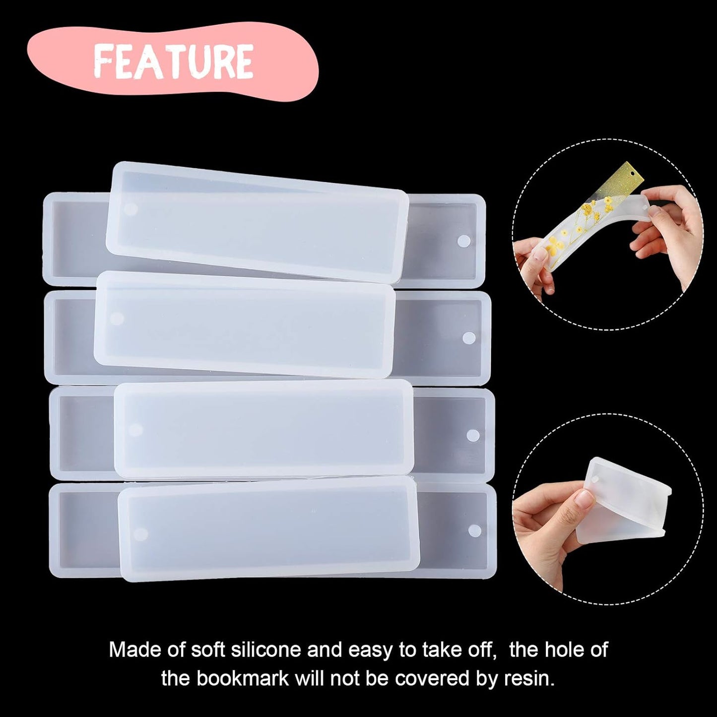 38 Pieces Bookmark Resin Mould Set, Include Rectangle Bookmark Silicone Mould Epoxy Resin Jewelry Mould with Colorful Tassels and Dried Flowers for Jewelry DIY Bookmark Making