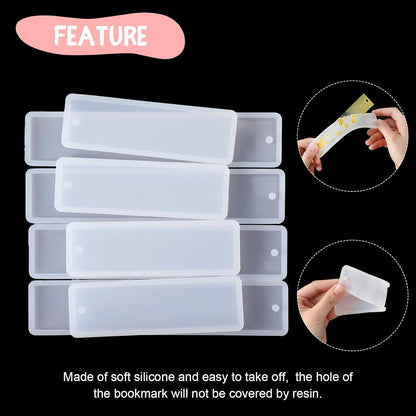 38 Pieces Bookmark Resin Mould Set, Include Rectangle Bookmark Silicone Mould Epoxy Resin Jewelry Mould with Colorful Tassels and Dried Flowers for Jewelry DIY Bookmark Making