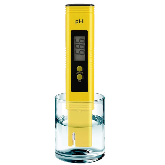 PH Meter for Water Hydroponics Digital PH Tester Pen 0.01 High Accuracy Pocket Size with 0-14 PH Measurement Range for Household Drinking, Pool and Aquarium (Yellow).