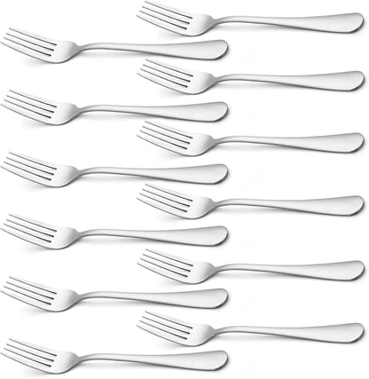 Silverware, Dinner Fork 8 Inches, Forks Set of 12 Premium Food Grade Stainless Steel Forks for Home Kitchen Party Restaurant, Mirror Polished Dishwasher Safe
