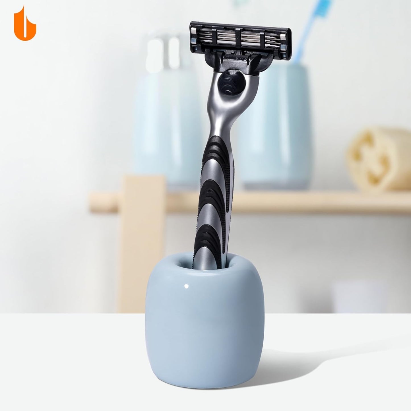 Ceramic Toothbrush Holders for Bathrooms, Sleek Tooth Brush Holder Toothbrush Stand Tooth Brushing Holder, Portable Bathroom Accessories Organizer, Grey, 2 Pack