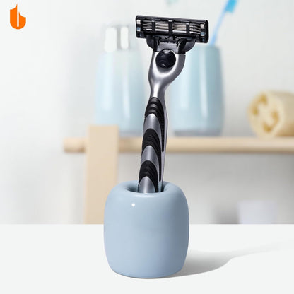 Ceramic Toothbrush Holders for Bathrooms, Sleek Tooth Brush Holder Toothbrush Stand Tooth Brushing Holder, Portable Bathroom Accessories Organizer, Grey, 2 Pack