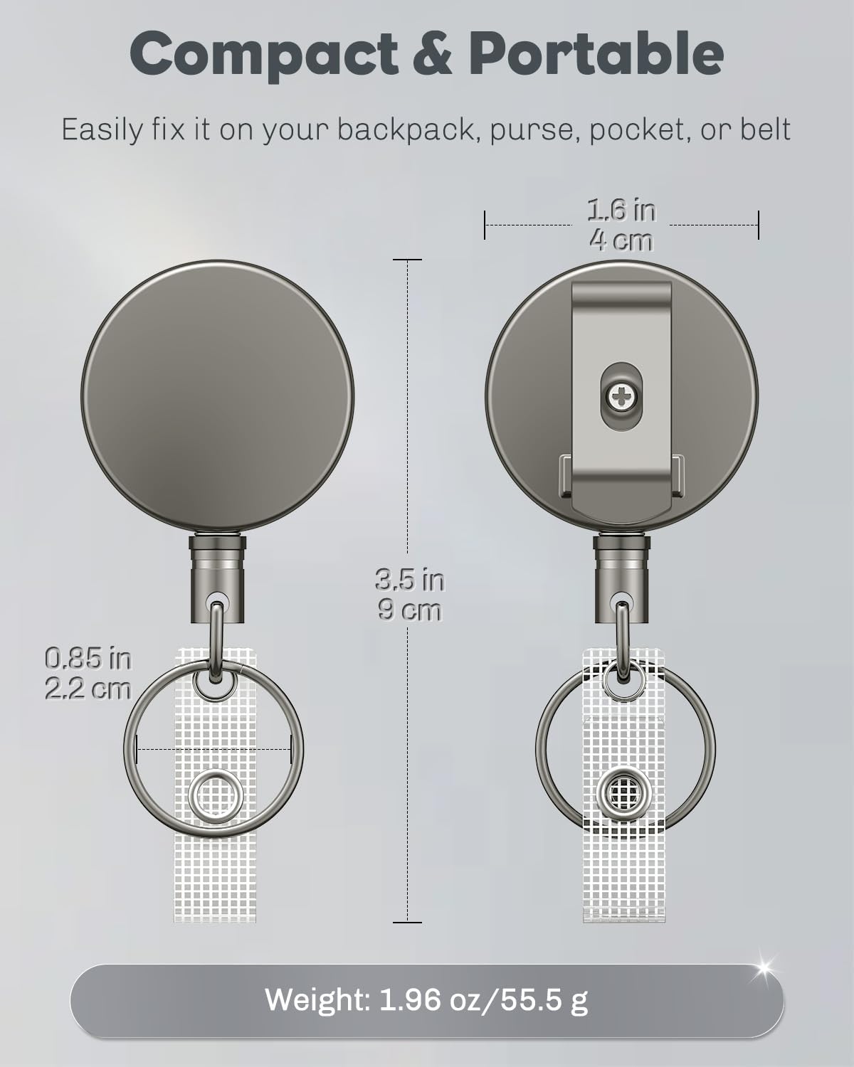 3 Pack Sliding Badge Holder Vertical Plastic Case and 2 Pack Metal Retractable Keychain Heavy Duty Metal Retractable Badge Reel