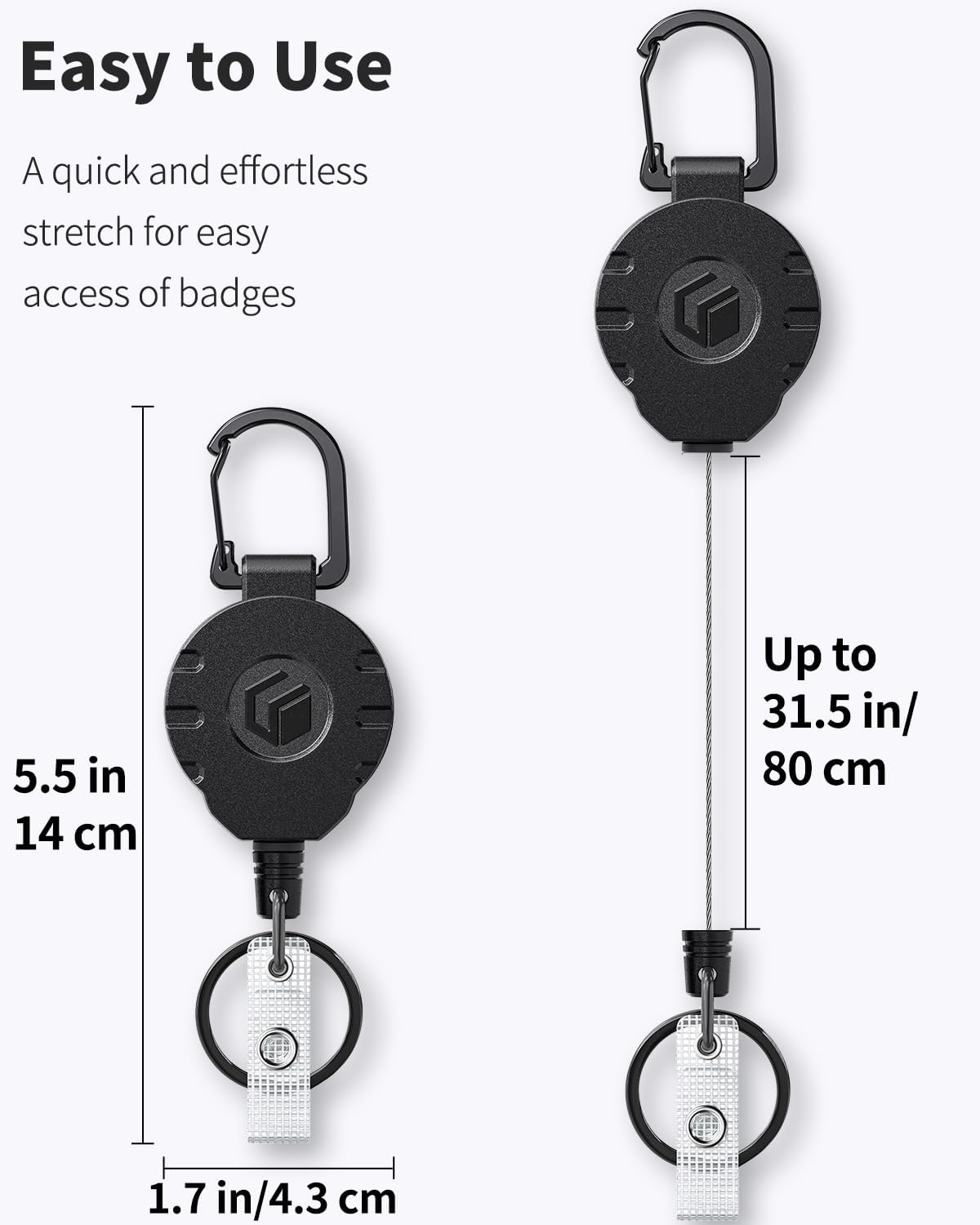 3 Pack Sliding Badge Holder Vertical Plastic Case and 2 Pack Retractable Keychain Badge Reel for up to 8 oz Hard Card Protector