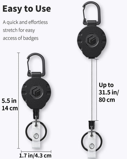 3 Pack Sliding Badge Holder Vertical Plastic Case and 2 Pack Retractable Keychain Badge Reel for up to 8 oz Hard Card Protector