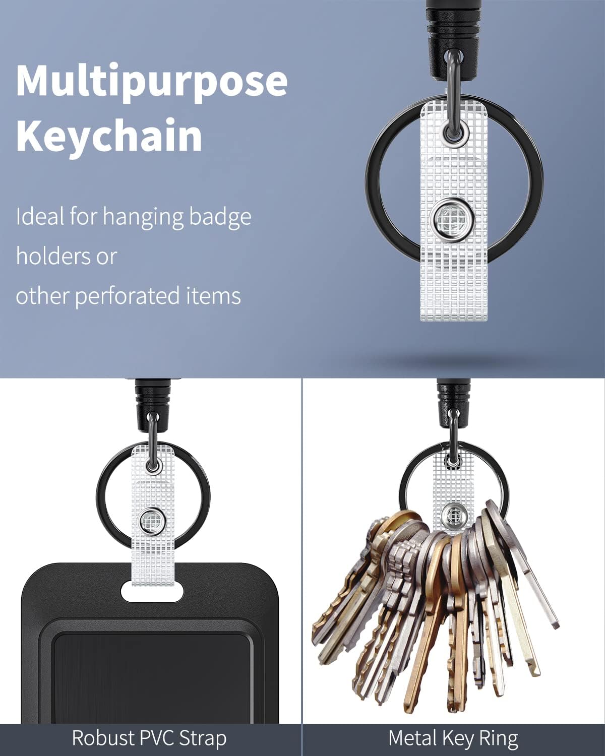 3 Pack Sliding Badge Holder Vertical Plastic Case and 2 Pack Retractable Keychain Badge Reel for up to 8 oz Hard Card Protector