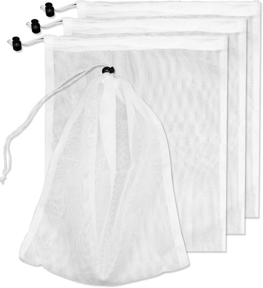 4Pcs Pool Vacuum Replacement Mesh Bag, Pool Leaf Vacuum Net Bag Fine Mesh with Locking Cord, Pool Vacuum Filter Bag, Pool Cleaner Bag Suitable for Pools Aquariums Ponds Collecting Leaves and Debris.