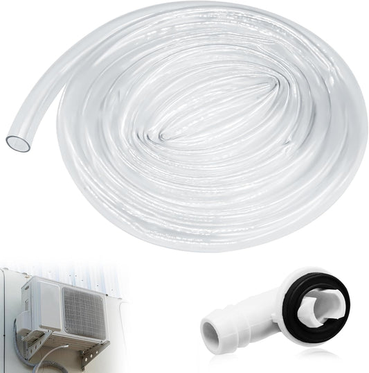 3Ft Portable Air Conditioner Drain Hose, 3/5 Inch Leakproof AC Drain Hose Kit, Universal AC Drain Hose Drain Pipe Replacement with Hose Connector and Clamp, Window Air Conditioner Unit Parts.