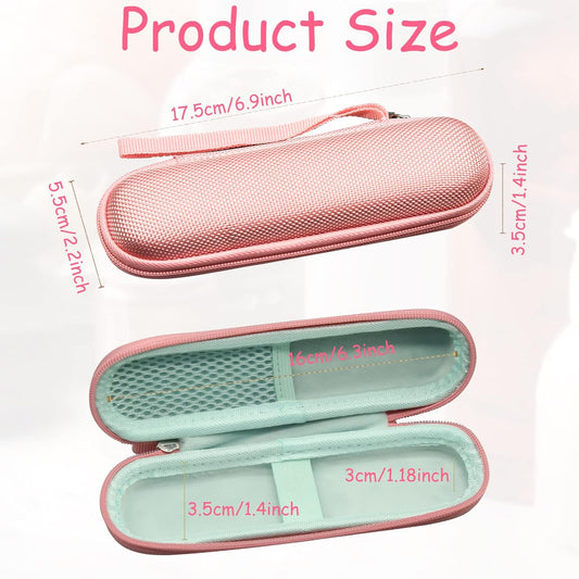 Portable Hard Carrying Case for Solowave 4 in 1 facial wand, Solawave wand for face Protective Bag Storing USB Cable, Hard Case Facial Wand with Zipper and Hanging Rope (Pink)