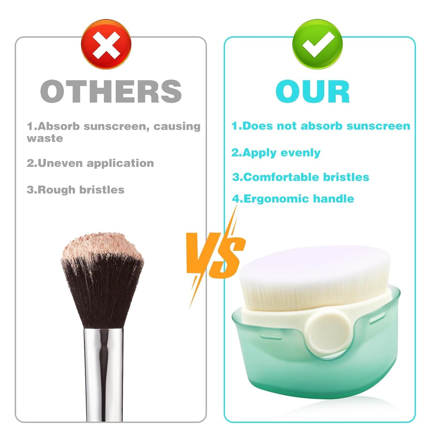 2Pcs Sunscreen Applicator for Kids, Sunscreen Brush Sunblock Applicator for Kids, Sun Lotion Applicator Kids Sunscreen Applicator with Protective Caps, Sun Cream Brush for Outdoor Travel (Green)