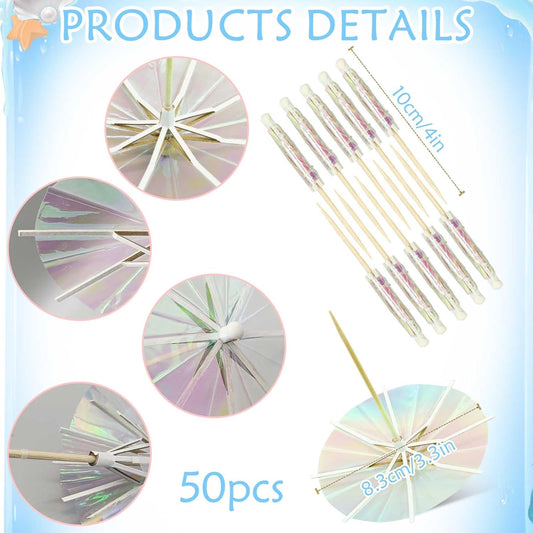 50Pcs Drink Umbrellas Cocktail Picks, Umbrella Drinks Sticks Wood Toothpicks Cocktail Umbrellas for Drinks Cupcake Appetizers, Umbrella Sticks Drink Toppers Party Decoration Supplies(Fluorescent)