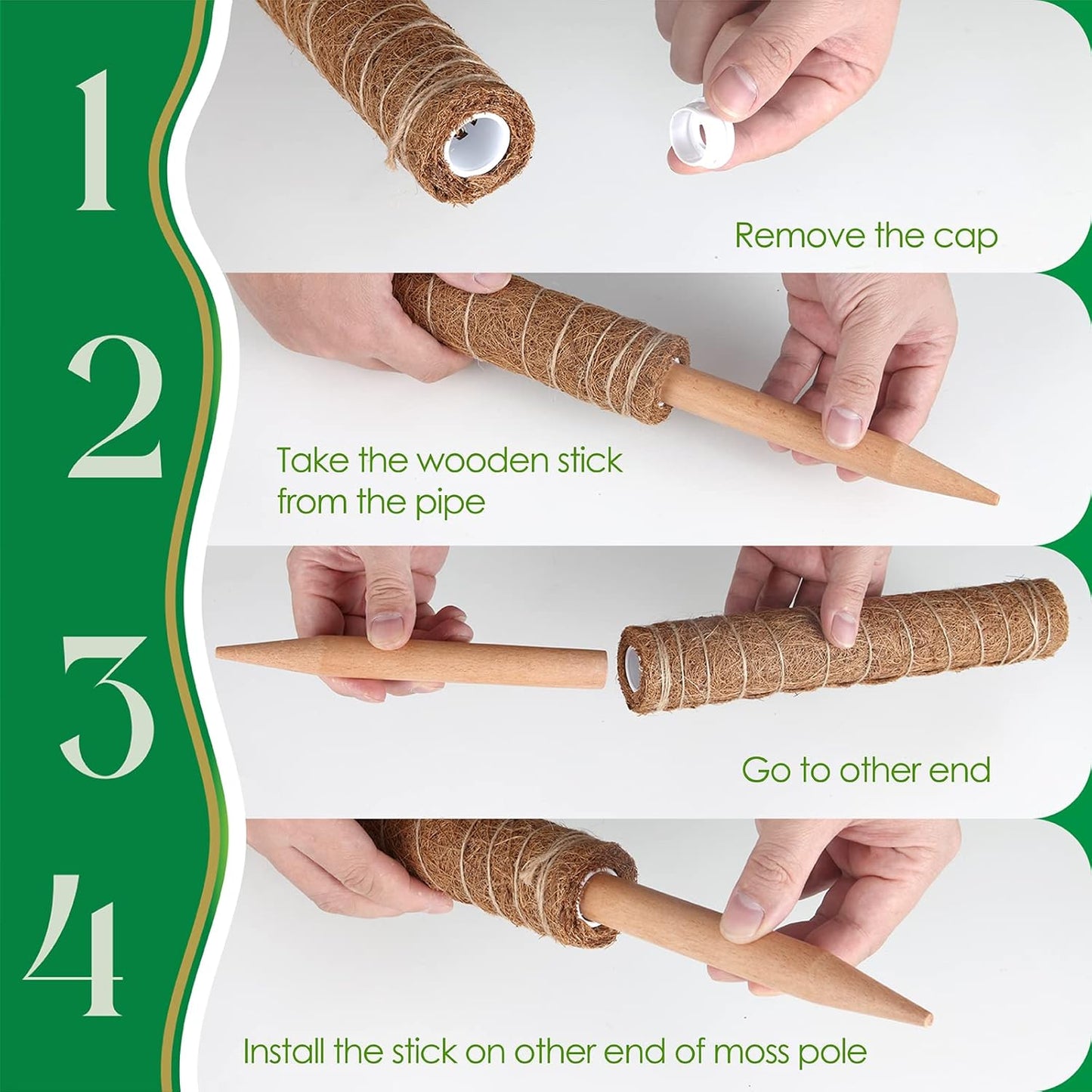 Moss Pole for Plants Monstera, Extendable Plant Sticks Support, Plant Stakes for Indoor Potted Plant, 15.7'' Coco Coir Pole Plant Trellis for Sphagnum, Pothos and Other Climbing Plants(2 PCS)