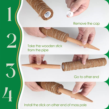 Moss Pole for Plants Monstera, Extendable Plant Sticks Support, Plant Stakes for Indoor Potted Plant, 15.7'' Coco Coir Pole Plant Trellis for Sphagnum, Pothos and Other Climbing Plants(2 PCS)