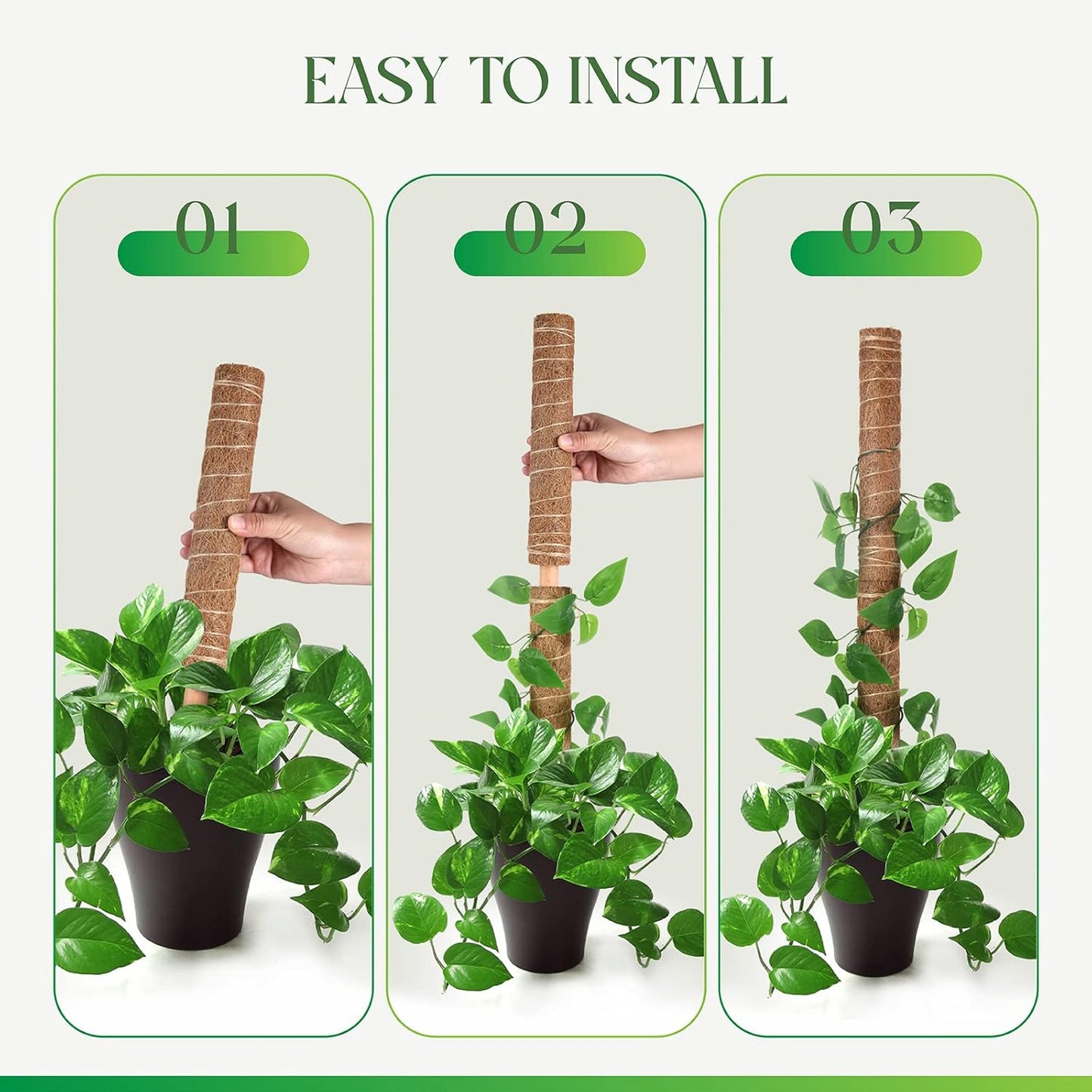 Moss Pole for Plants Monstera, Extendable Plant Sticks Support, Plant Stakes for Indoor Potted Plant, 15.7'' Coco Coir Pole Plant Trellis for Sphagnum, Pothos and Other Climbing Plants(2 PCS)