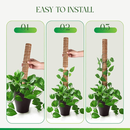 Moss Pole for Plants Monstera, Extendable Plant Sticks Support, Plant Stakes for Indoor Potted Plant, 15.7'' Coco Coir Pole Plant Trellis for Sphagnum, Pothos and Other Climbing Plants(2 PCS)