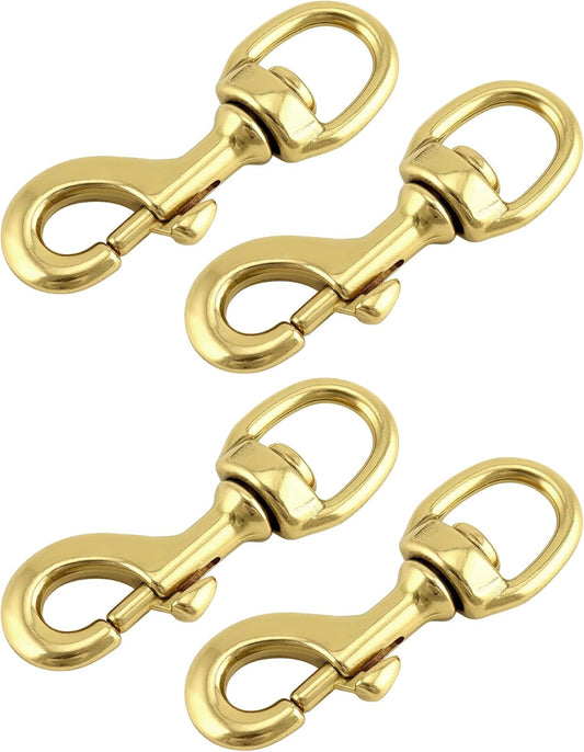 Flag Clip Swivel Spring Hook, 4 Pack Flag Pole Clips, Heavy Duty Brass Swivel Snap Hooks with Swivel Eyelet, for Diving, Dog Leash, Ropes, Flag Pole, Leather Crafts, Pet Collar
