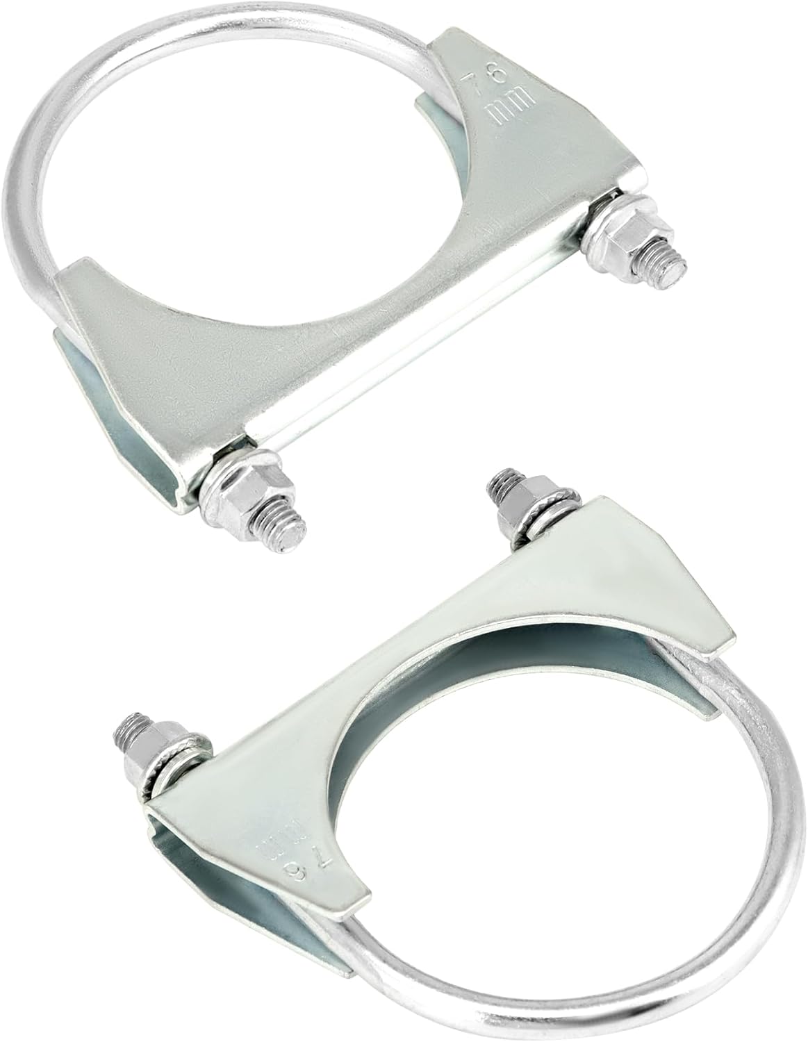 U-Bolt Muffler Tip Exhaust Hook, 2 Pack 3" OD Universal Silencer Exhaust Clip, Steel Exhaust Pipe Clamp