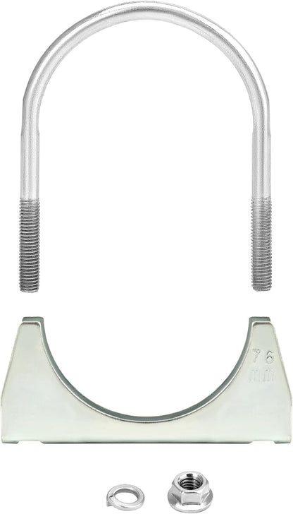 U-Bolt Muffler Tip Exhaust Hook, 2 Pack 3" OD Universal Silencer Exhaust Clip, Steel Exhaust Pipe Clamp