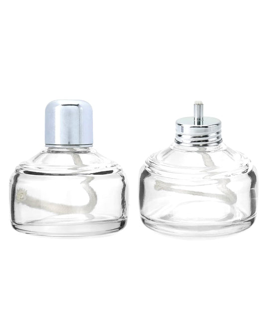 Alcohol Lamp, 2 Pack 120ml Glass Laboratory Alcohol Burner Lamp, Lab Equipment Heating Bottle with Cotton Wick and Metal Cap, for Science Experiments, Fuel Not Included